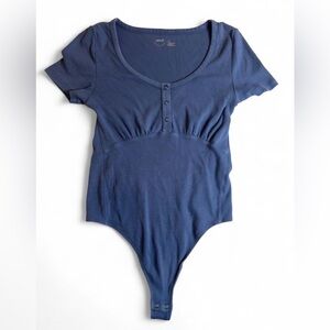 Aerie Navy Button-Front Bodysuit